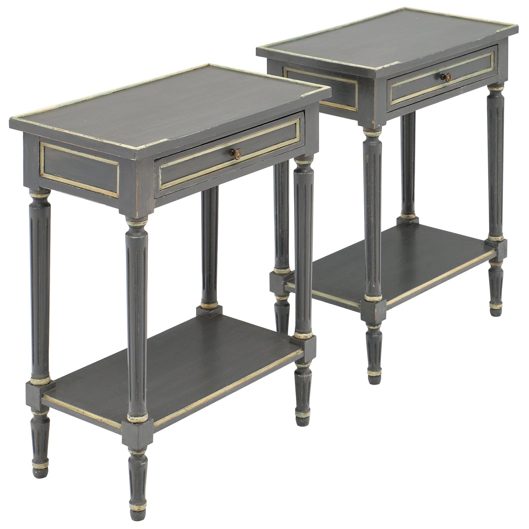 Gray Painted Louis XVI Style Side Tables