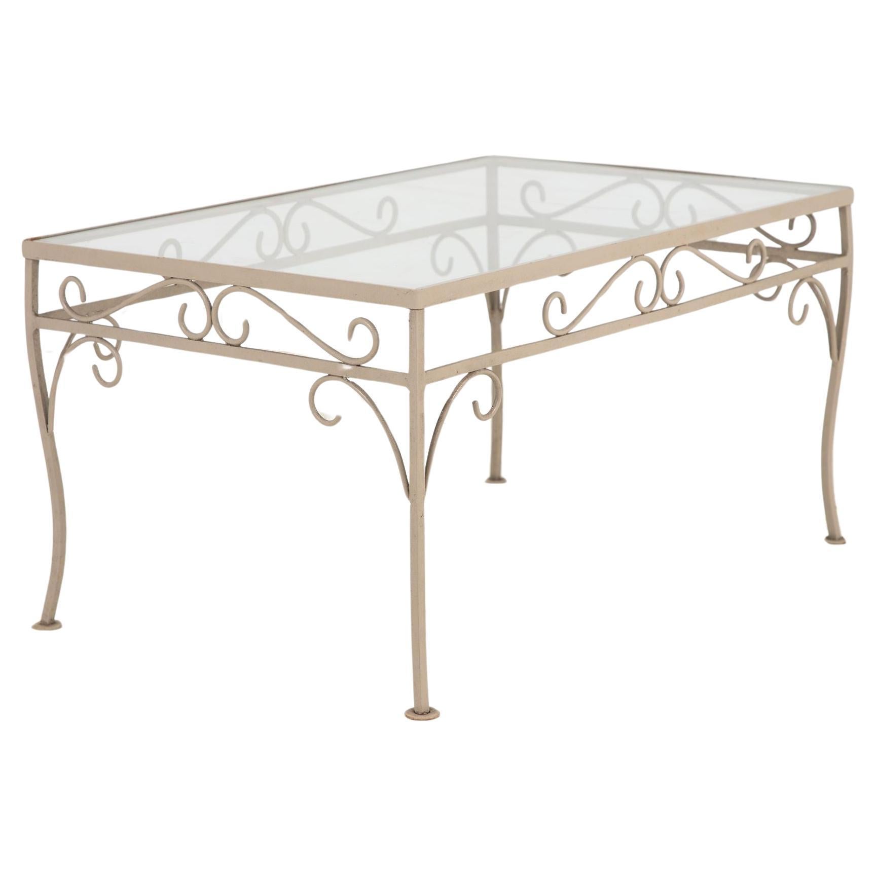 Gray Painted Metal Cocktail Garden Table For Sale