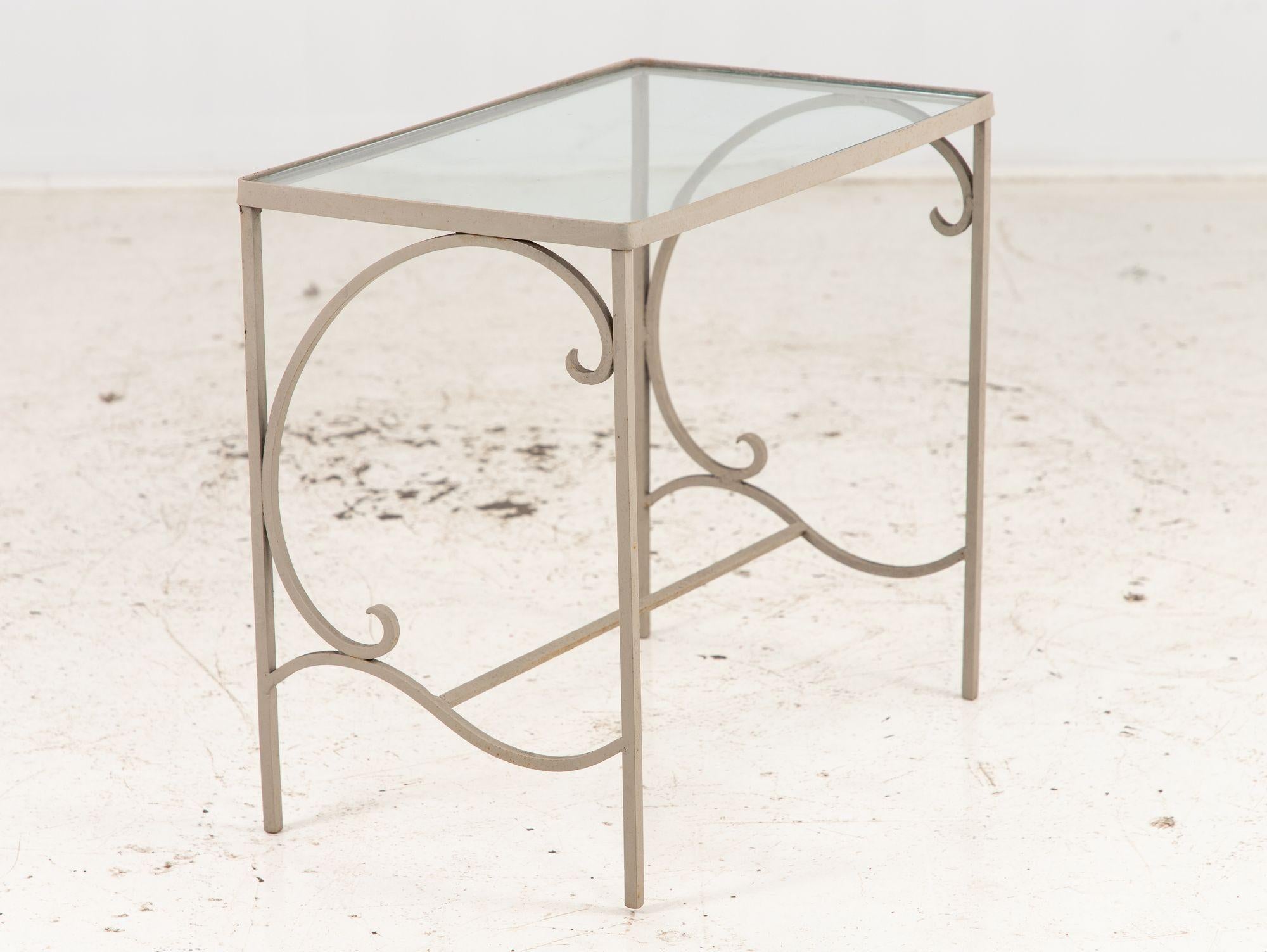 Late 20th Century Gray Painted Metal Outdoor Garden Side Table, 1990s For Sale