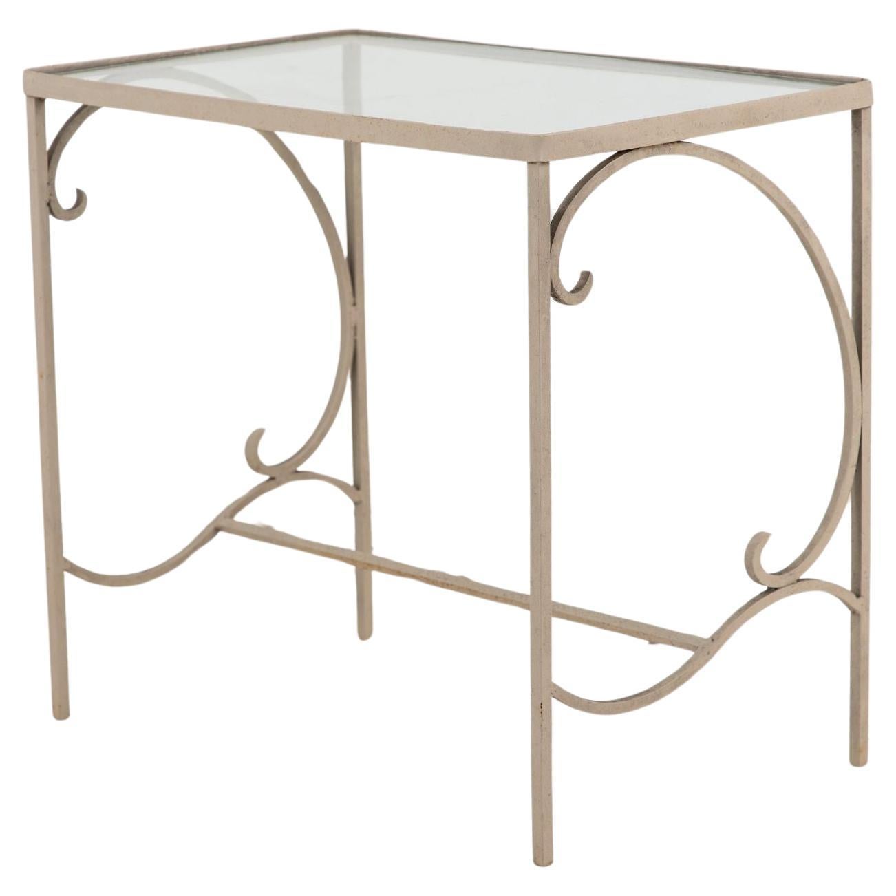 Gray Painted Metal Outdoor Garden Side Table, 1990s For Sale