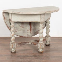 Gray Painted Pine Gate Leg Drop Leaf Side Table, Sweden circa 1820-40