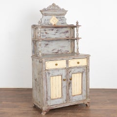 Gray Painted Pine Small Cupboard Cabinet, Hungary circa 1880