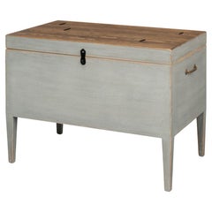 Table tronc rustique peinte en gris