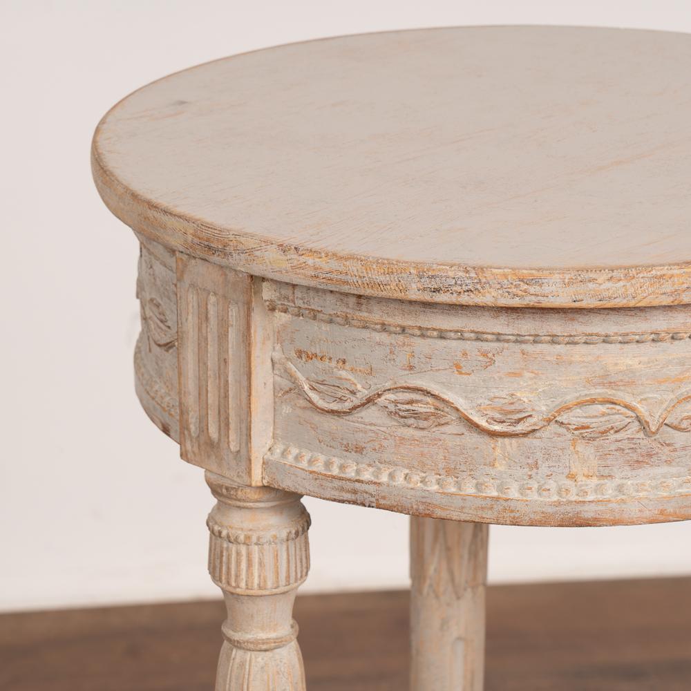 19th Century Gray Painted Small Round Gustavian Side Table, Sweden circa 1890