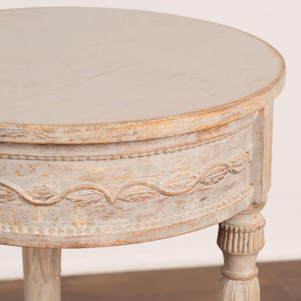 Wood Gray Painted Small Round Gustavian Side Table, Sweden circa 1890
