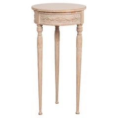 Antique Gray Painted Small Round Gustavian Side Table, Sweden circa 1890