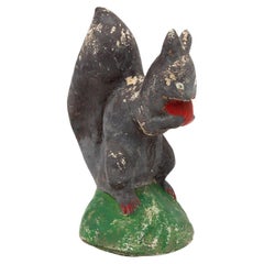 Vintage Gray Painted Stone Squirrel, Mid-20th Century