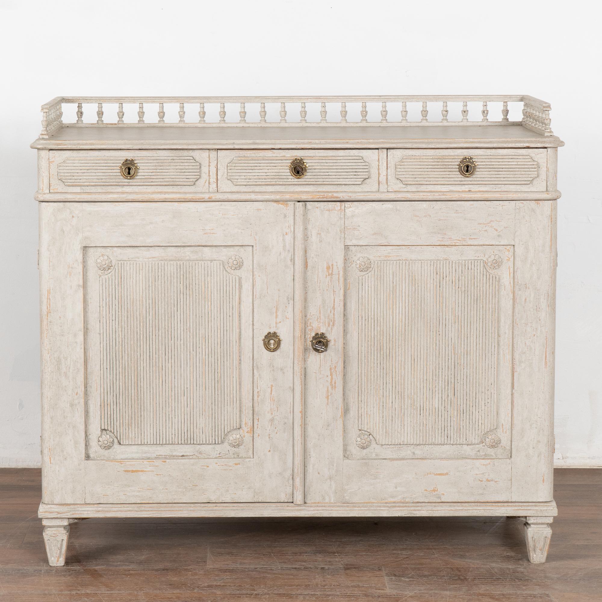 19th Century Gray Painted Swedish Gustavian Sideboard Cabinet, circa 1840-60