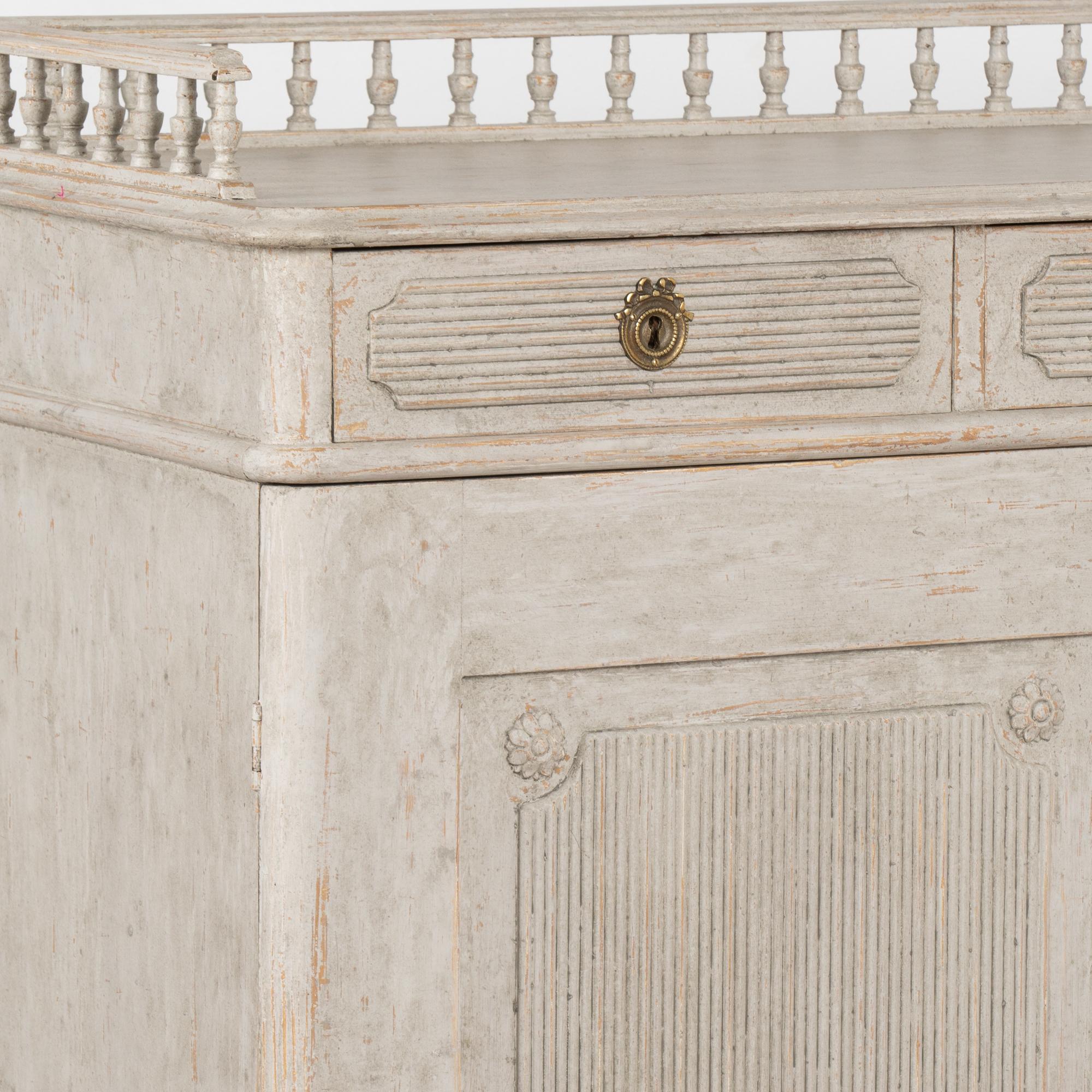Wood Gray Painted Swedish Gustavian Sideboard Cabinet, circa 1840-60