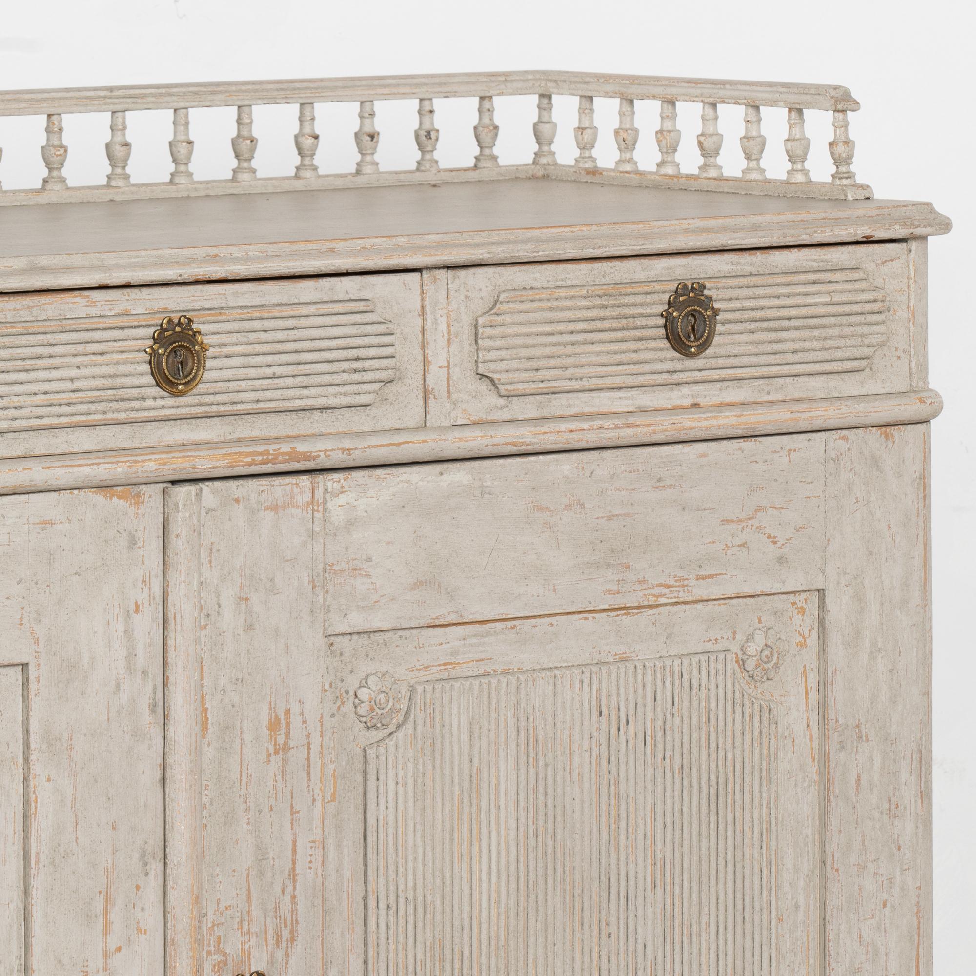 Gray Painted Swedish Gustavian Sideboard Cabinet, circa 1840-60 1