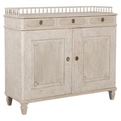Gray Painted Swedish Gustavian Sideboard Cabinet, circa 1840-60