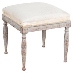 Gray Painted Swedish Gustavian Stool, circa 1900