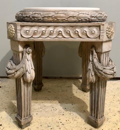 Swedish Designer, Gustavian, Low Table, White Marble, Grey Painted Wood, 1880s