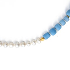 Gray Pearl Denim Beads Necklace -by Bombyx House