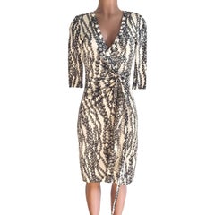 Gray Pearl Strand on Vanilla silk jersey Wrap Dress - NWT Flora Kung