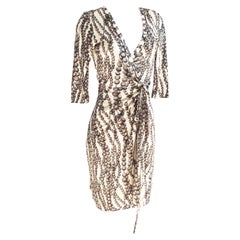 Gray Pearl Strand on Vanilla silk jersey Wrap Dress - NWT Flora Kung