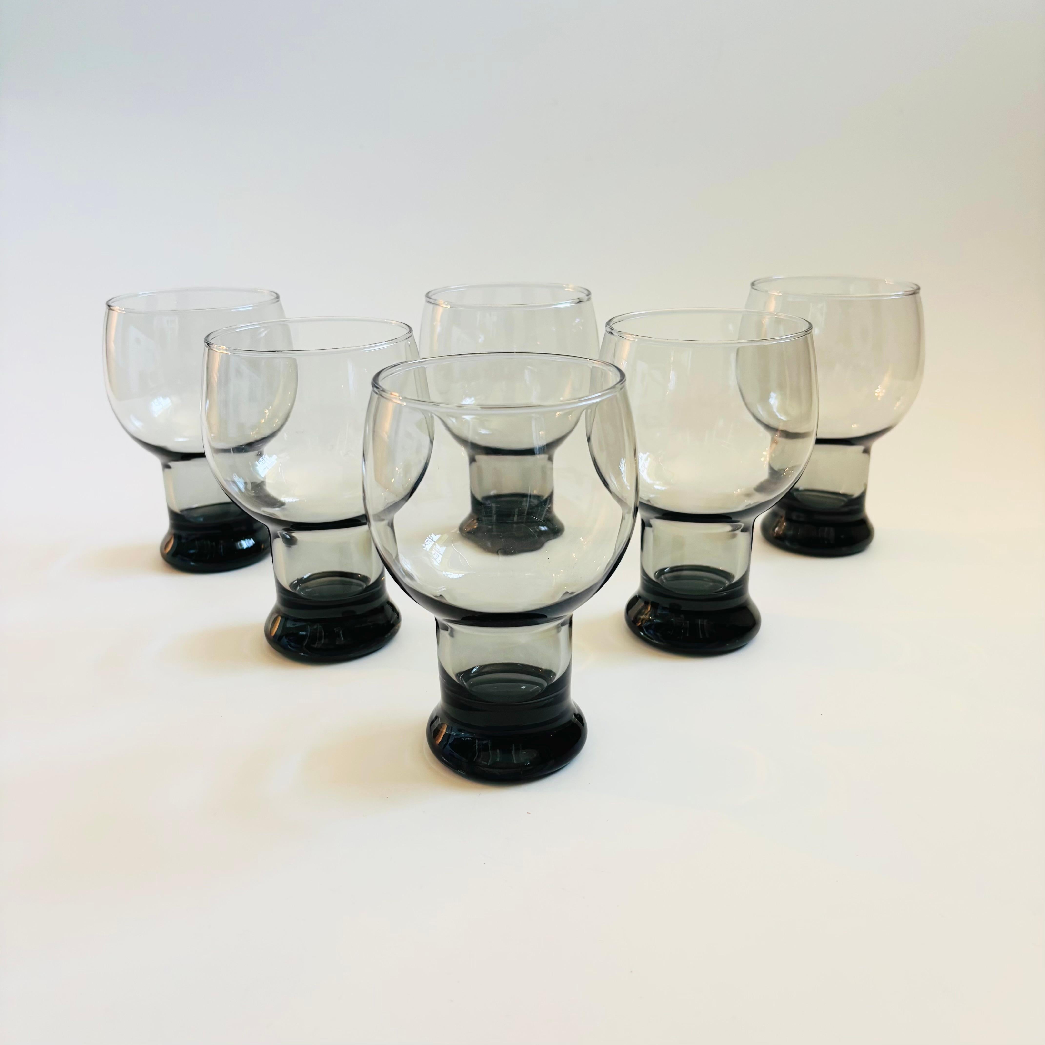 Post-Modern Gray Pedestal Glasses - Set of 6 For Sale