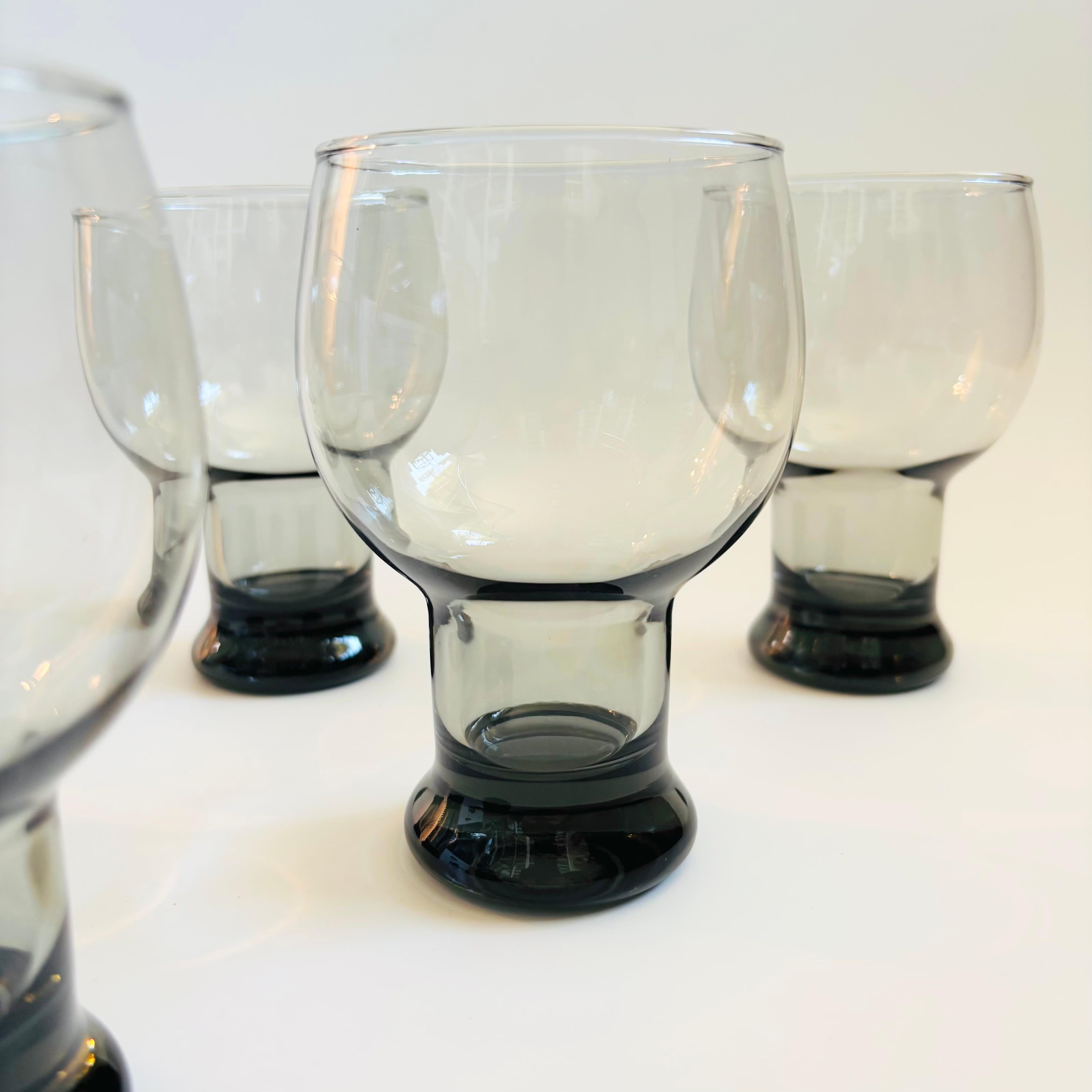 American Gray Pedestal Glasses - Set of 6 For Sale
