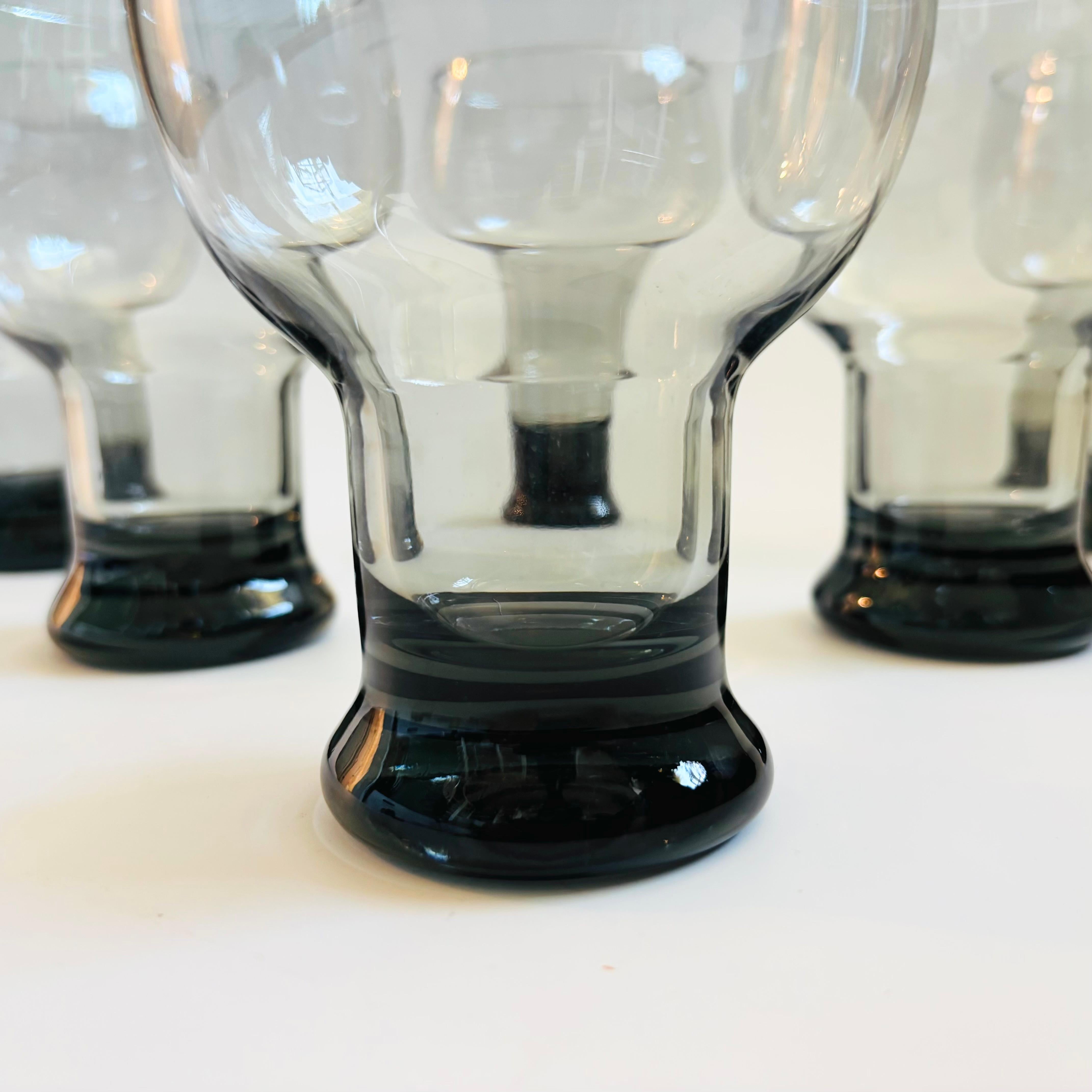 Gray Pedestal Glasses - Set of 6 In Good Condition For Sale In Fairfield, CA