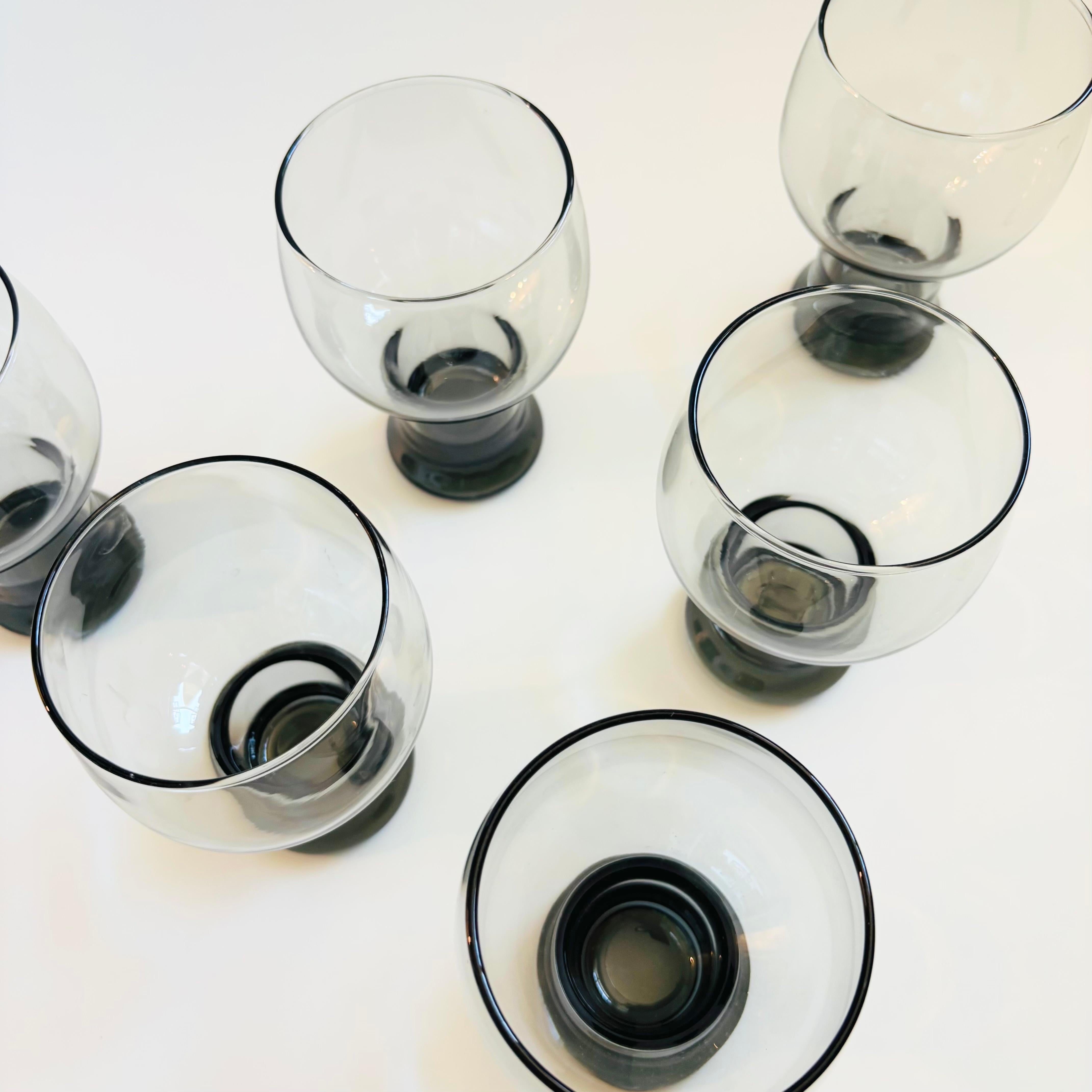 20th Century Gray Pedestal Glasses - Set of 6 For Sale