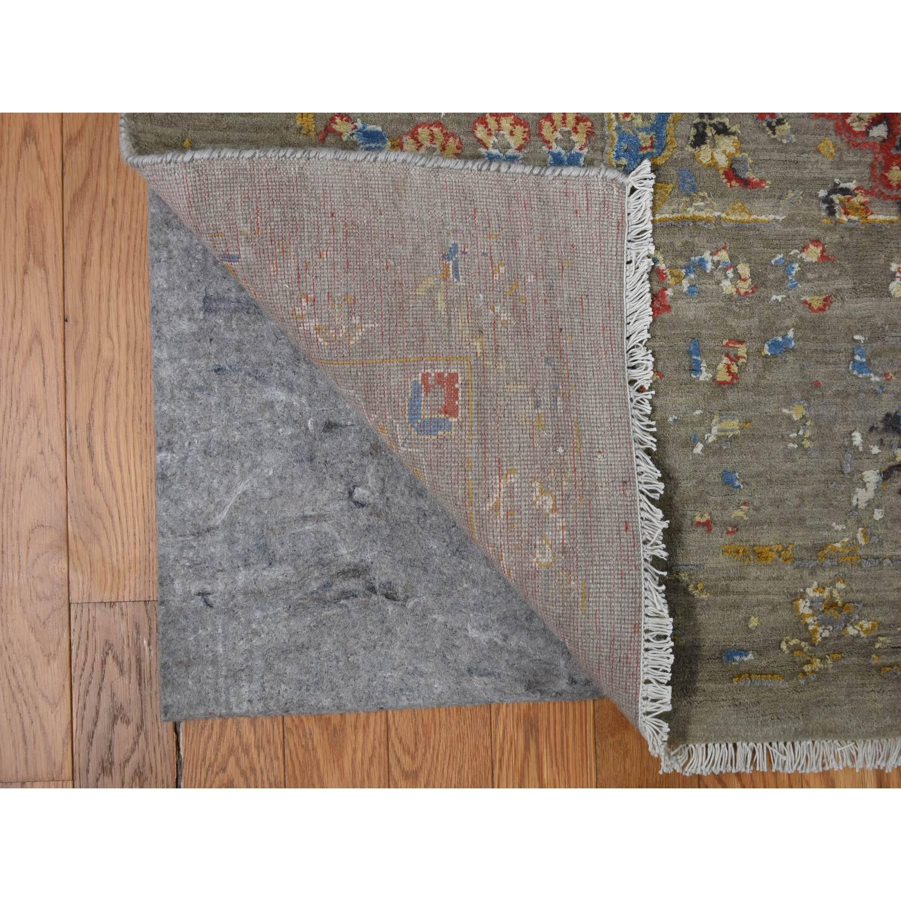 Grau Persisch Inspiriert Design Wolle und Seide Hand geknüpft überdimensioniert Teppich 12' x 18' (Indisch) im Angebot