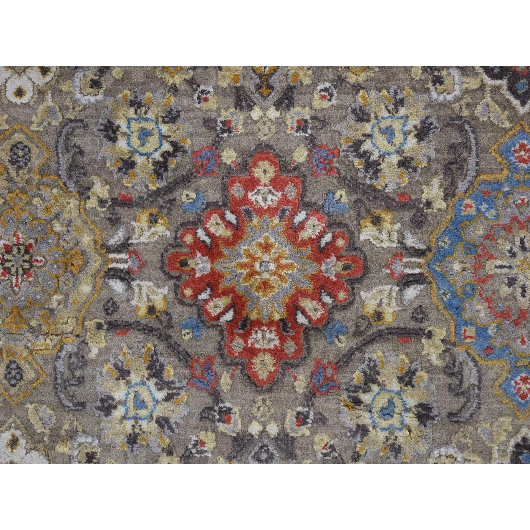 Grau Persisch Inspiriert Design Wolle und Seide Hand geknüpft überdimensioniert Teppich 12' x 18' im Angebot 1