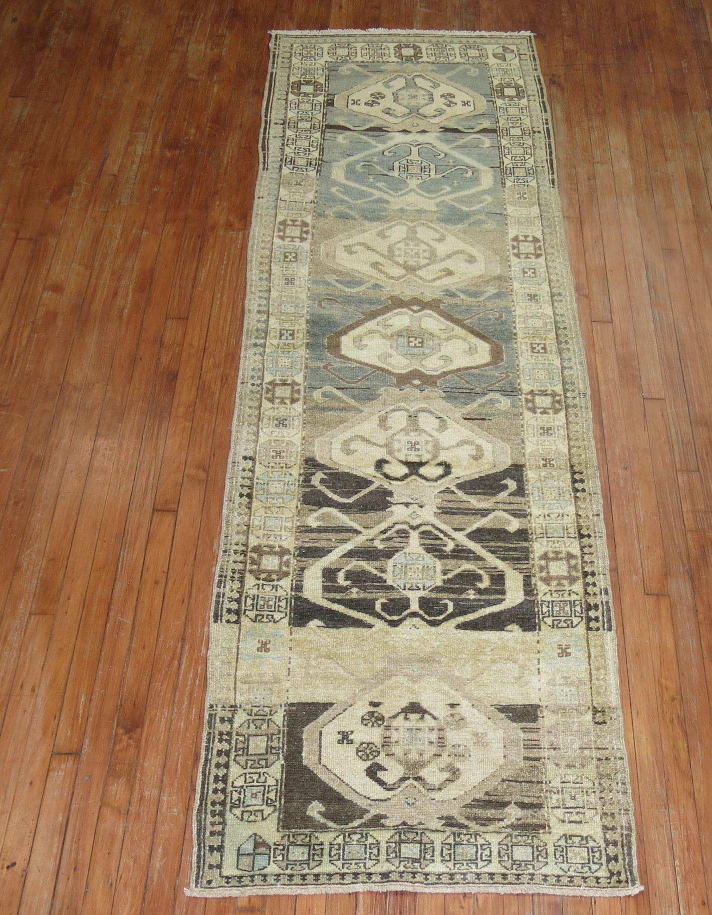 Wool Gray Persian Malayer Runner, 20th Century For Sale