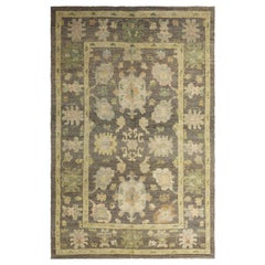 Gray Persian Wool Hand Knotted Rug 7 ft x 10 ft , Sage Gray Garden
