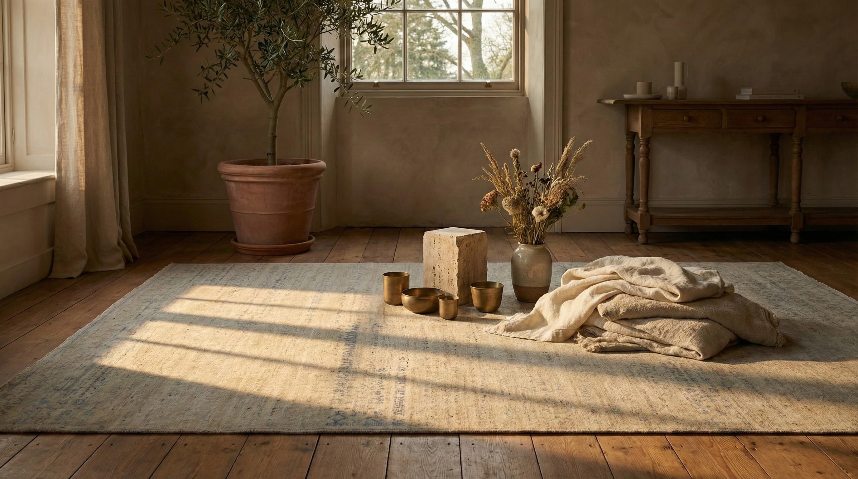 Gray Persian Wool Hand Knotted Rug 9 ft 2 in x 11 ft 8 in, Mist Pattern Reverie (Oushak) im Angebot