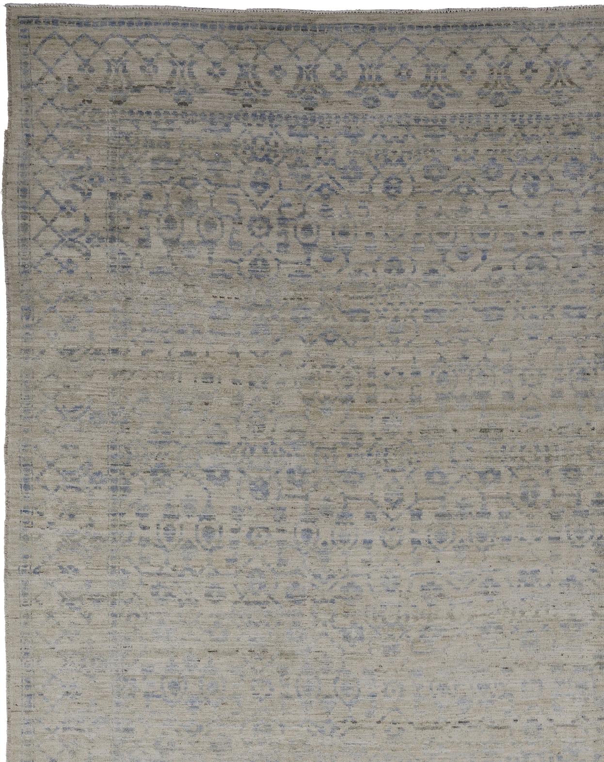 Gray Persian Wool Hand Knotted Rug 9 ft 2 in x 11 ft 8 in, Mist Pattern Reverie (Afghanisch) im Angebot