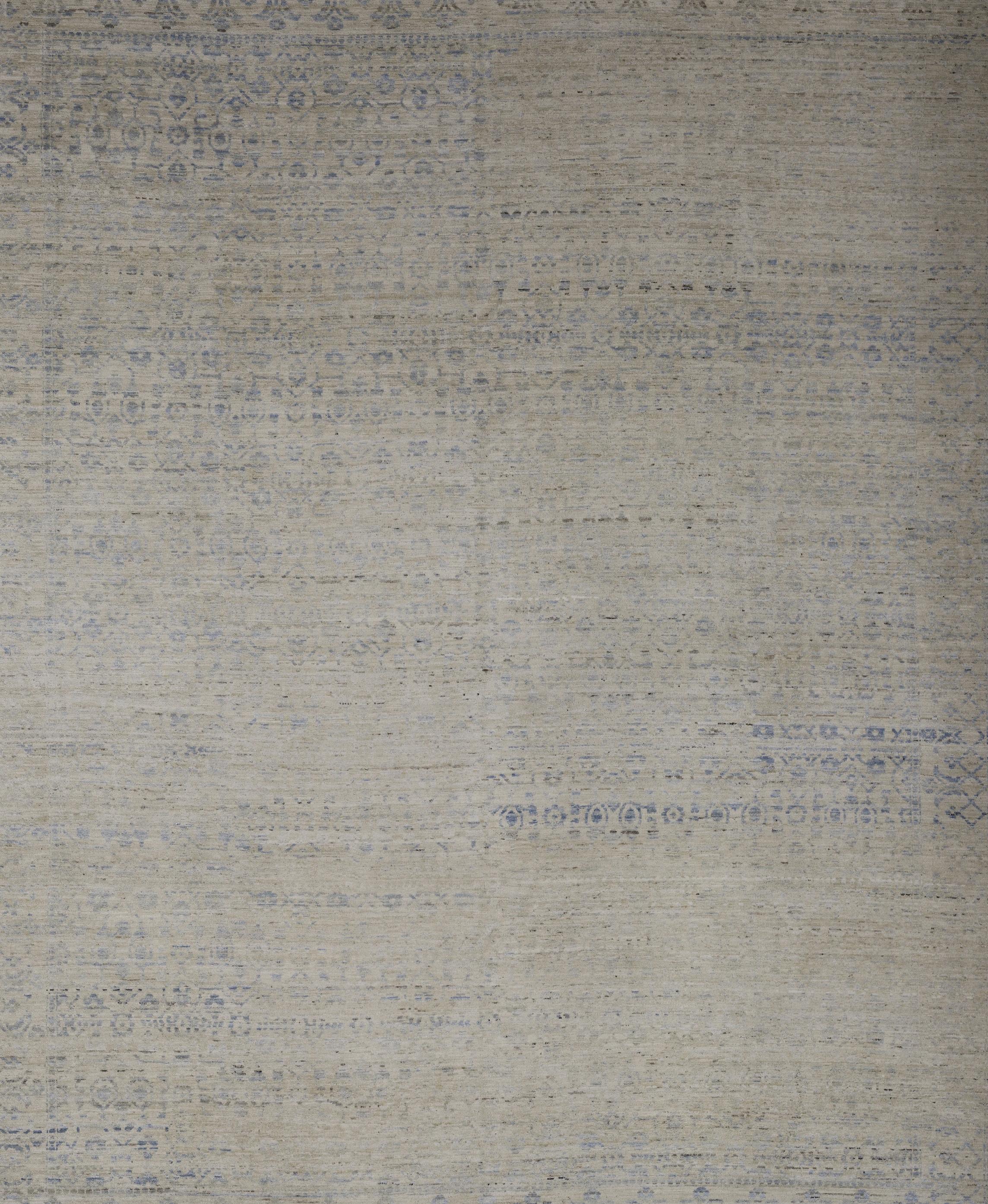 Gray Persian Wool Hand Knotted Rug 9 ft 2 in x 11 ft 8 in, Mist Pattern Reverie (Ende des 20. Jahrhunderts) im Angebot