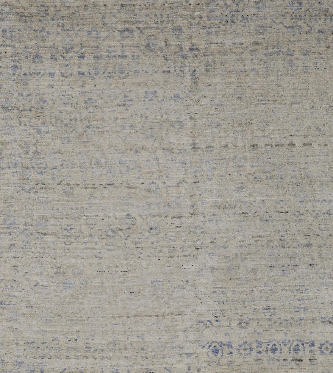 Gray Persian Wool Hand Knotted Rug 9 ft 2 in x 11 ft 8 in, Mist Pattern Reverie (Wolle) im Angebot