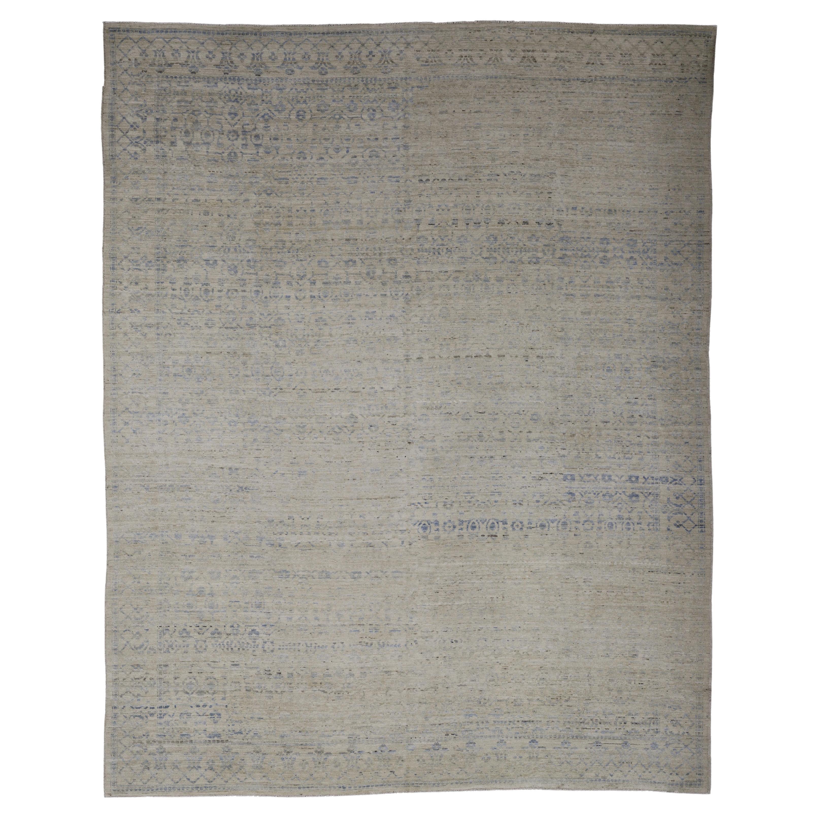 Gray Persian Wool Hand Knotted Rug 9 ft 2 in x 11 ft 8 in, Mist Pattern Reverie im Angebot