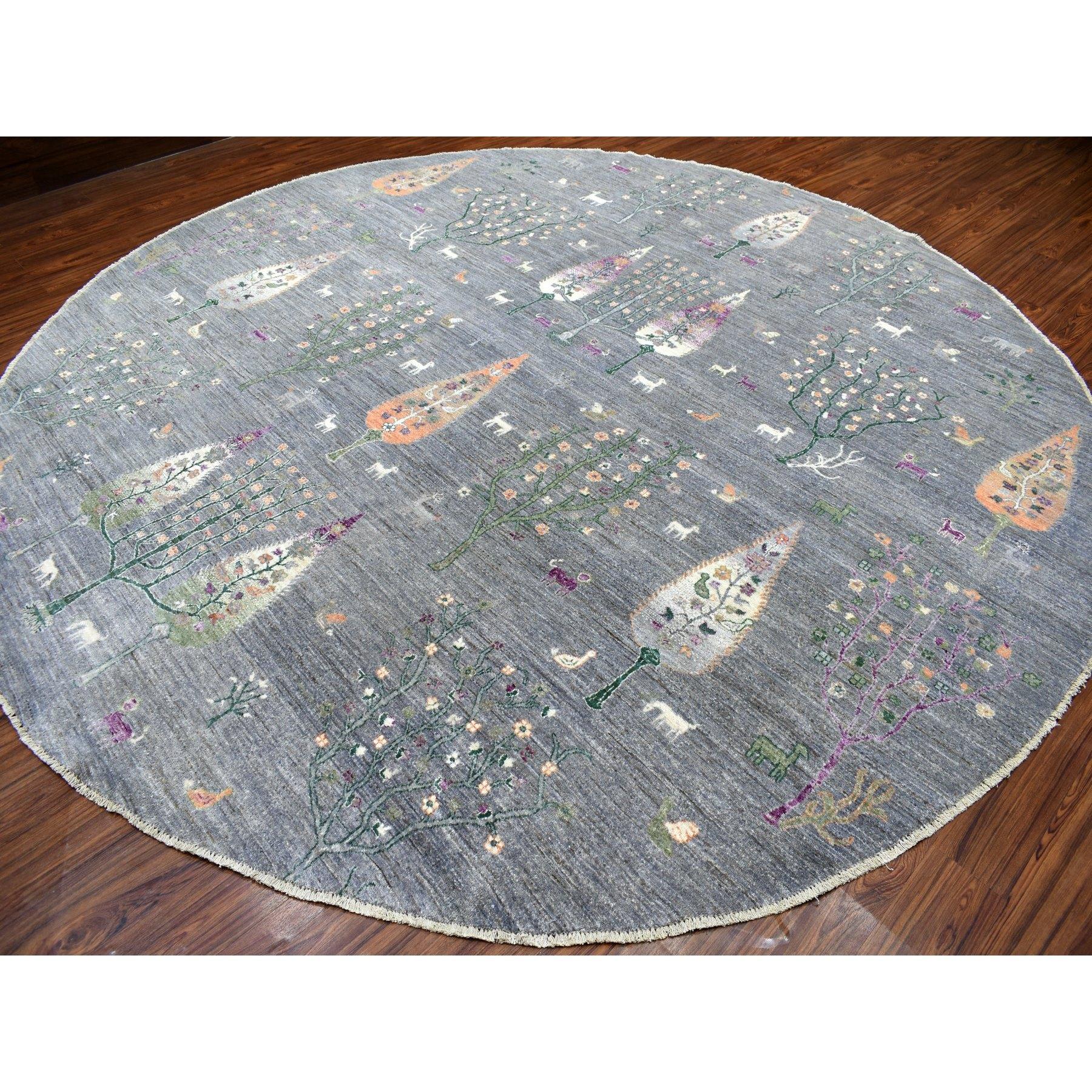 Afghan Tapis rond noué à la main Peshawar Folk Art Cypress Tree Design 12'0