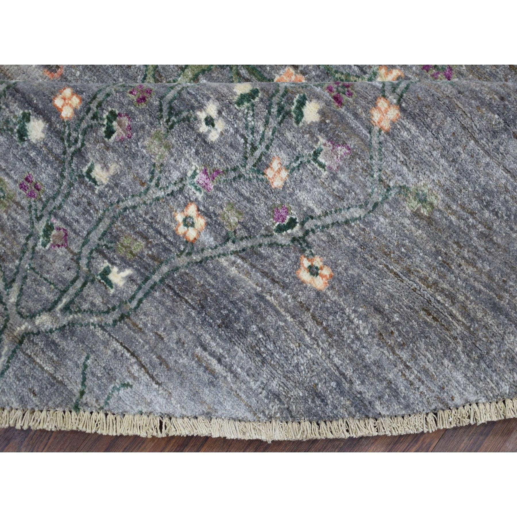 XXIe siècle et contemporain Tapis rond noué à la main Peshawar Folk Art Cypress Tree Design 12'0