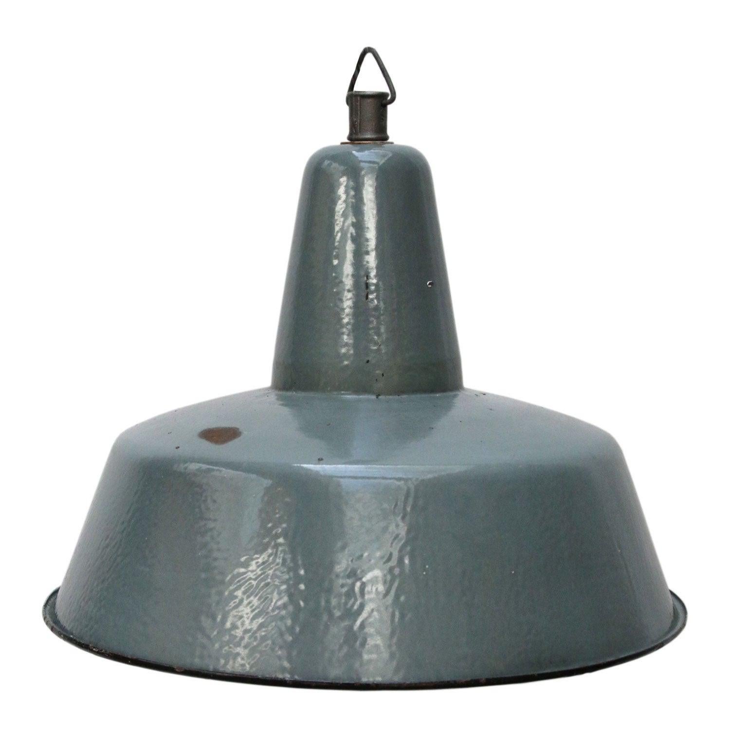 Gray Petrol Enamel Vintage Industrial Pendant Lights