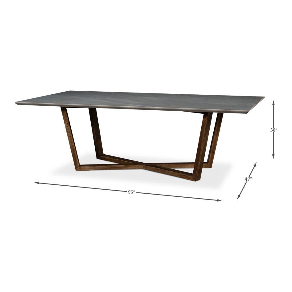 Gray Porcelain Modern Dining Table For Sale 7