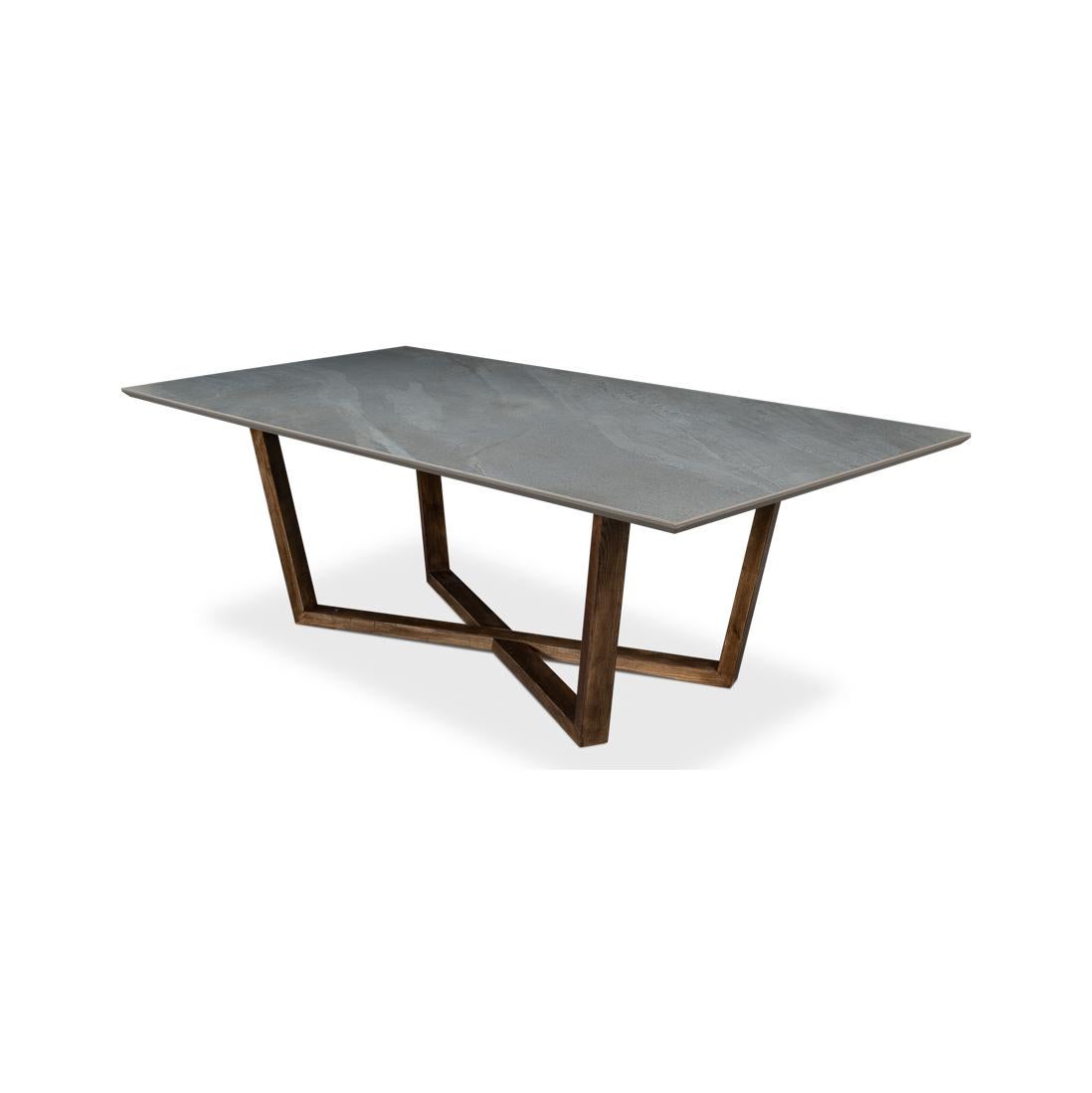 Gray Porcelain Modern Dining Table In New Condition For Sale In Westwood, NJ