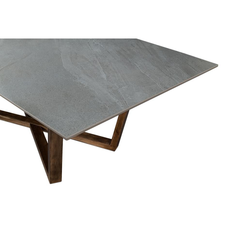 Contemporary Gray Porcelain Modern Dining Table For Sale