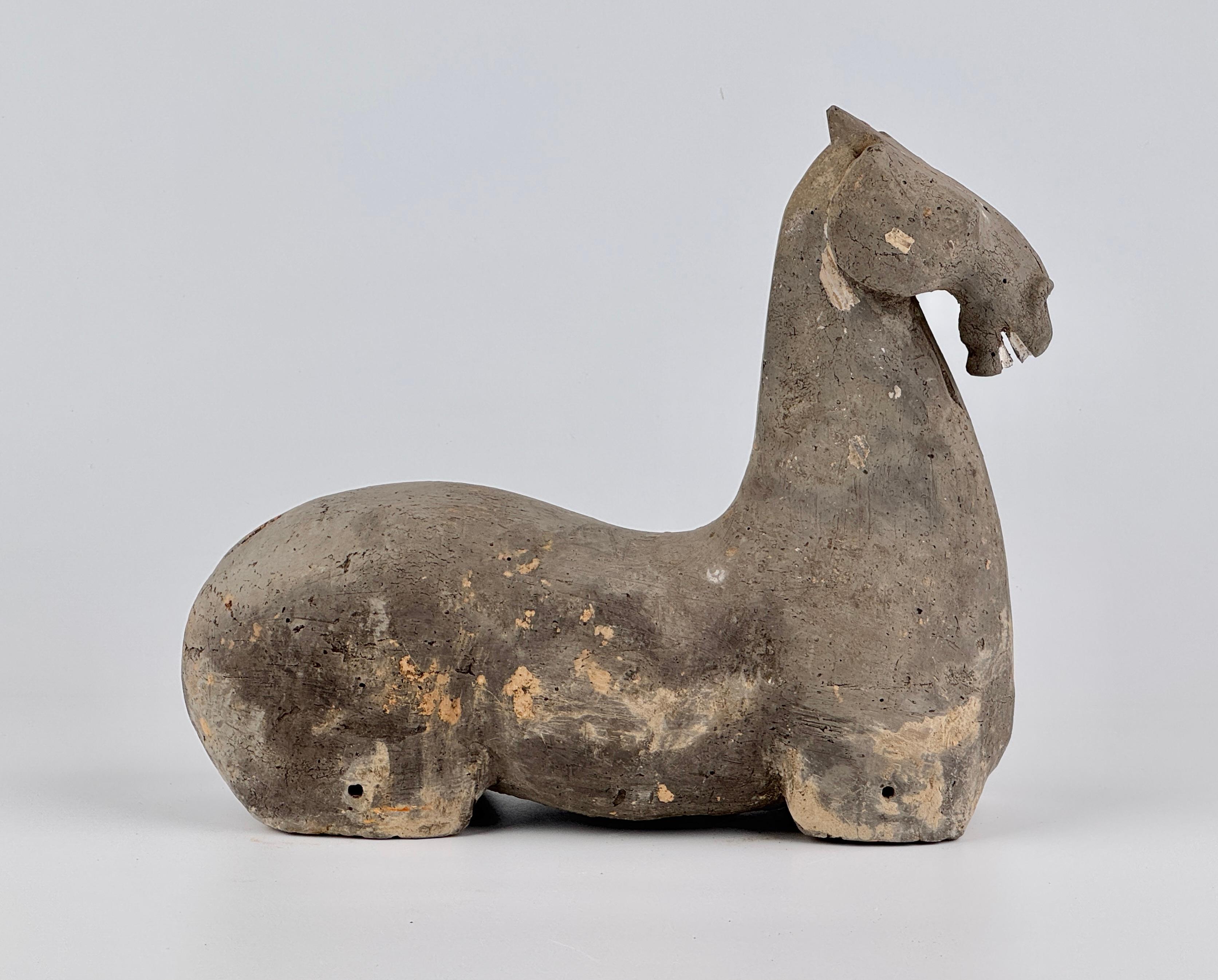 Hong Kong A Gray Pottery Figure of a Horse, Han Dynasty For Sale
