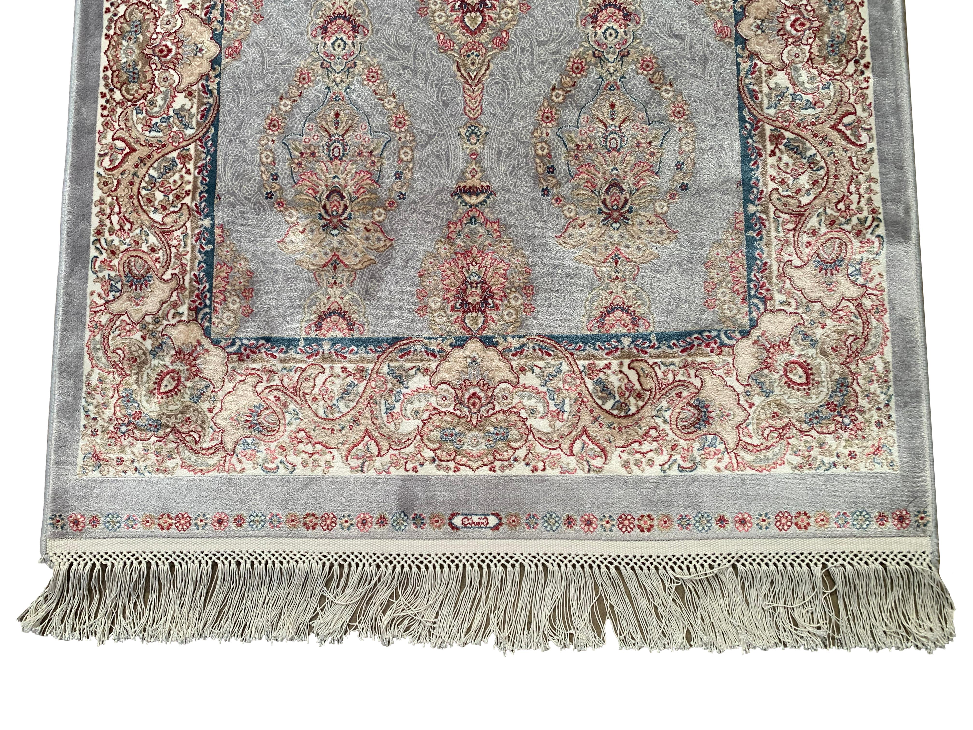 Grauer türkischer Teppich aus reiner Seide, 1000 KPSI (21. Jahrhundert und zeitgenössisch) im Angebot
