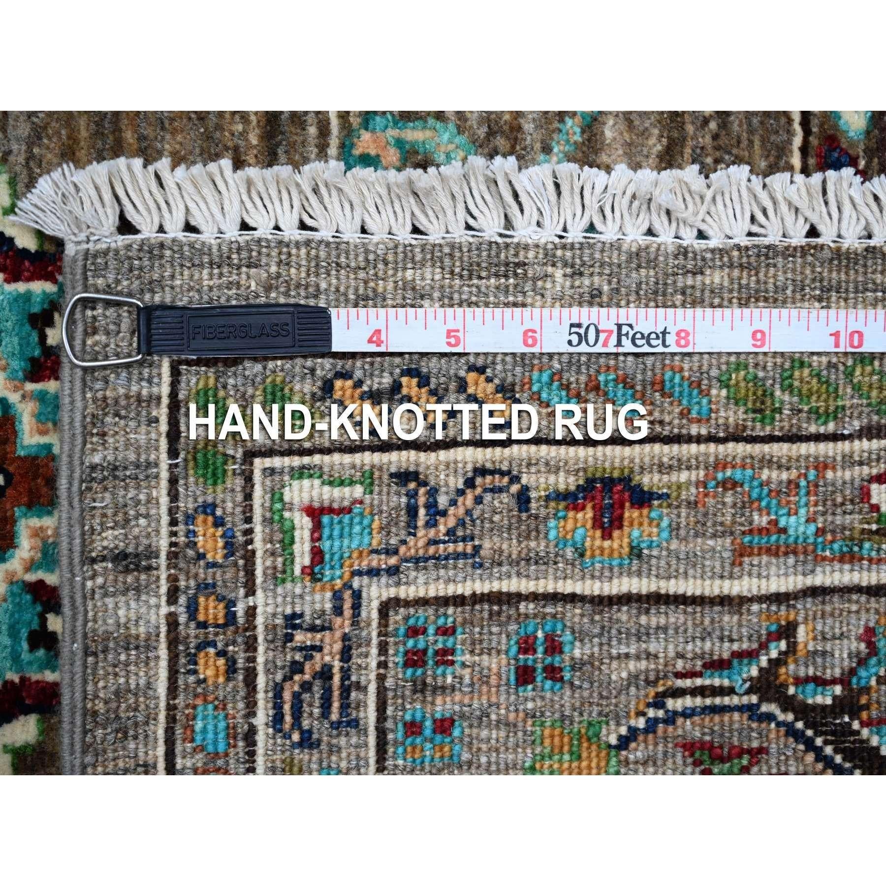 Orientalischer Teppich in Grau aus reiner Wolle, handgeknüpft, Sultani-Marmegranat-Design, 8'1