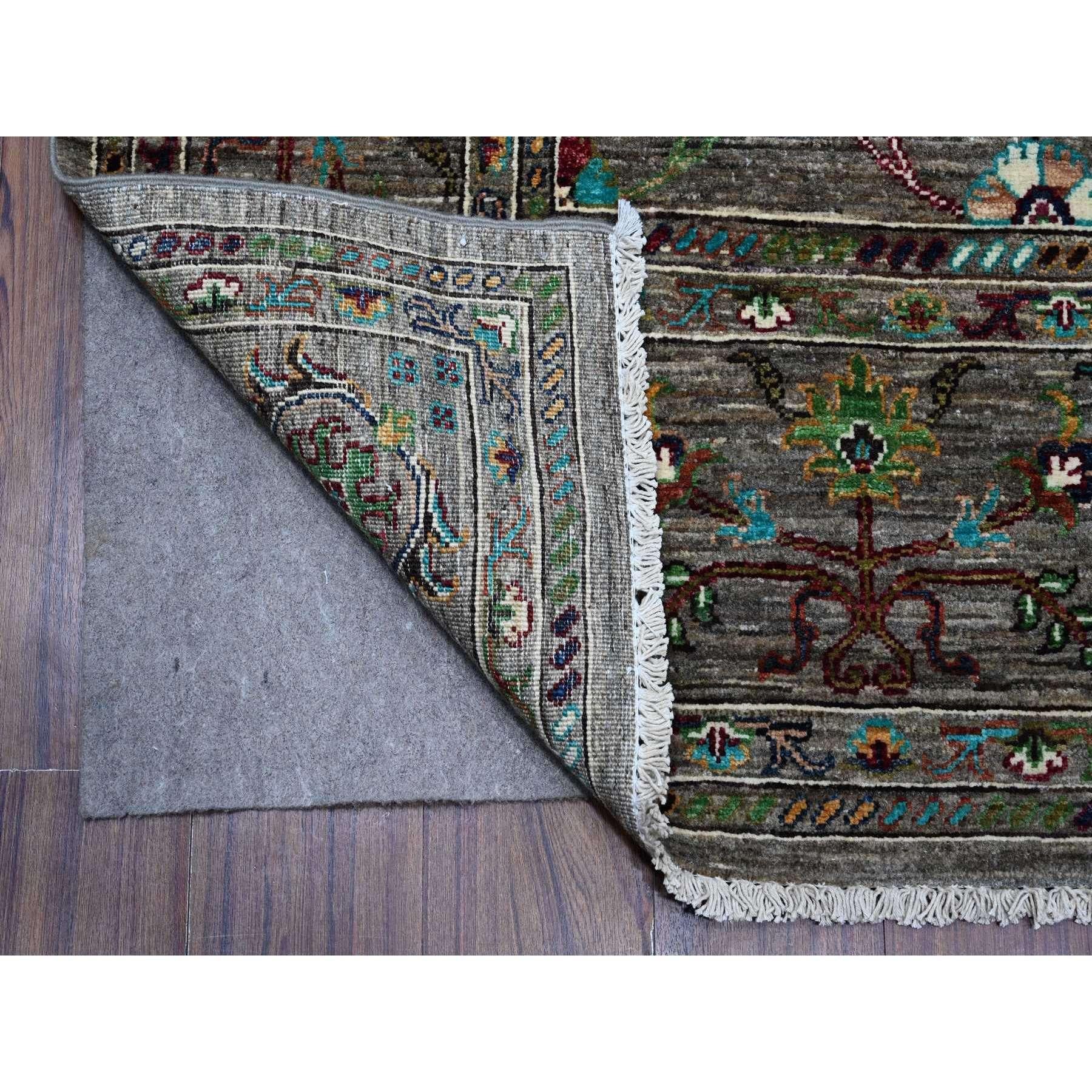 Orientalischer Teppich in Grau aus reiner Wolle, handgeknüpft, Sultani-Marmegranat-Design, 8'1