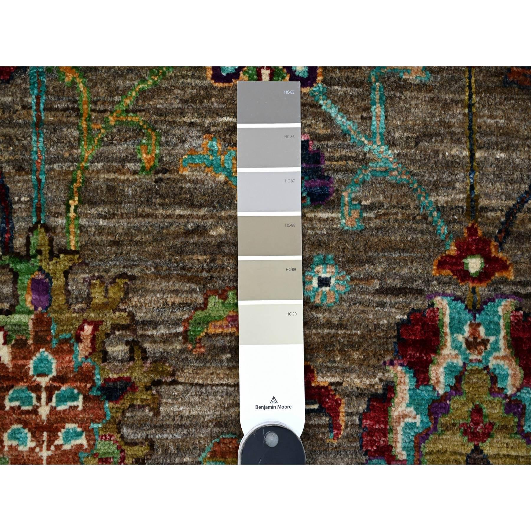 Orientalischer Teppich in Grau aus reiner Wolle, handgeknüpft, Sultani-Marmegranat-Design, 8'1