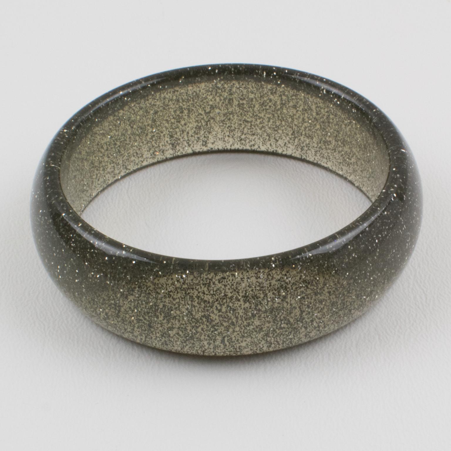 da uomo o donna Bracciale Bangle in resina grigia con scaglie d'argento in vendita