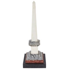 Antique Gray, Rouge and White Marble Obelisk