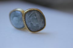 Boutons de manchette en or 22K saphir bleu Diamants Cadeau pour hommes femmes unisexe