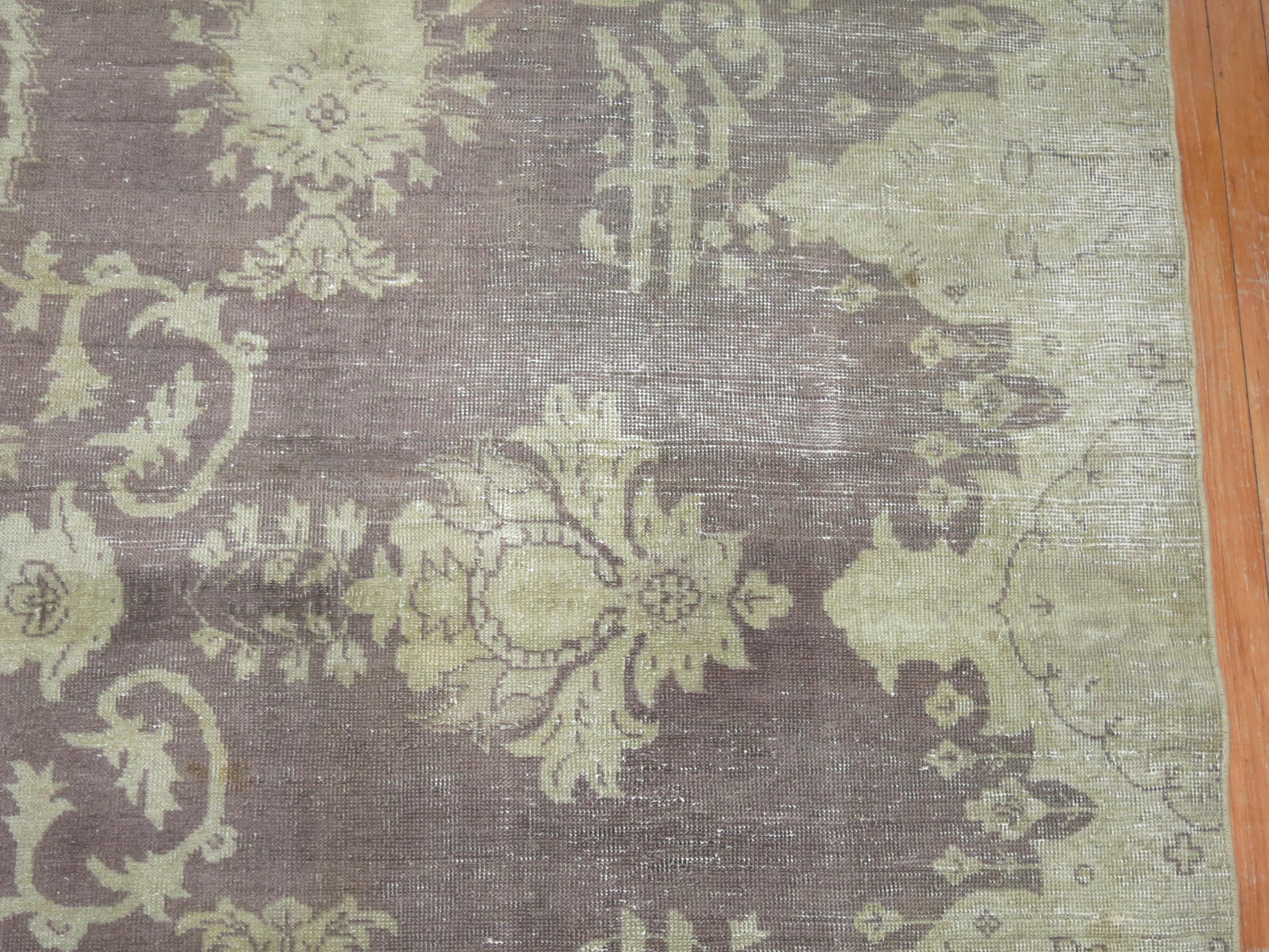 Gray Shabby Antique Oushak Rug For Sale 5