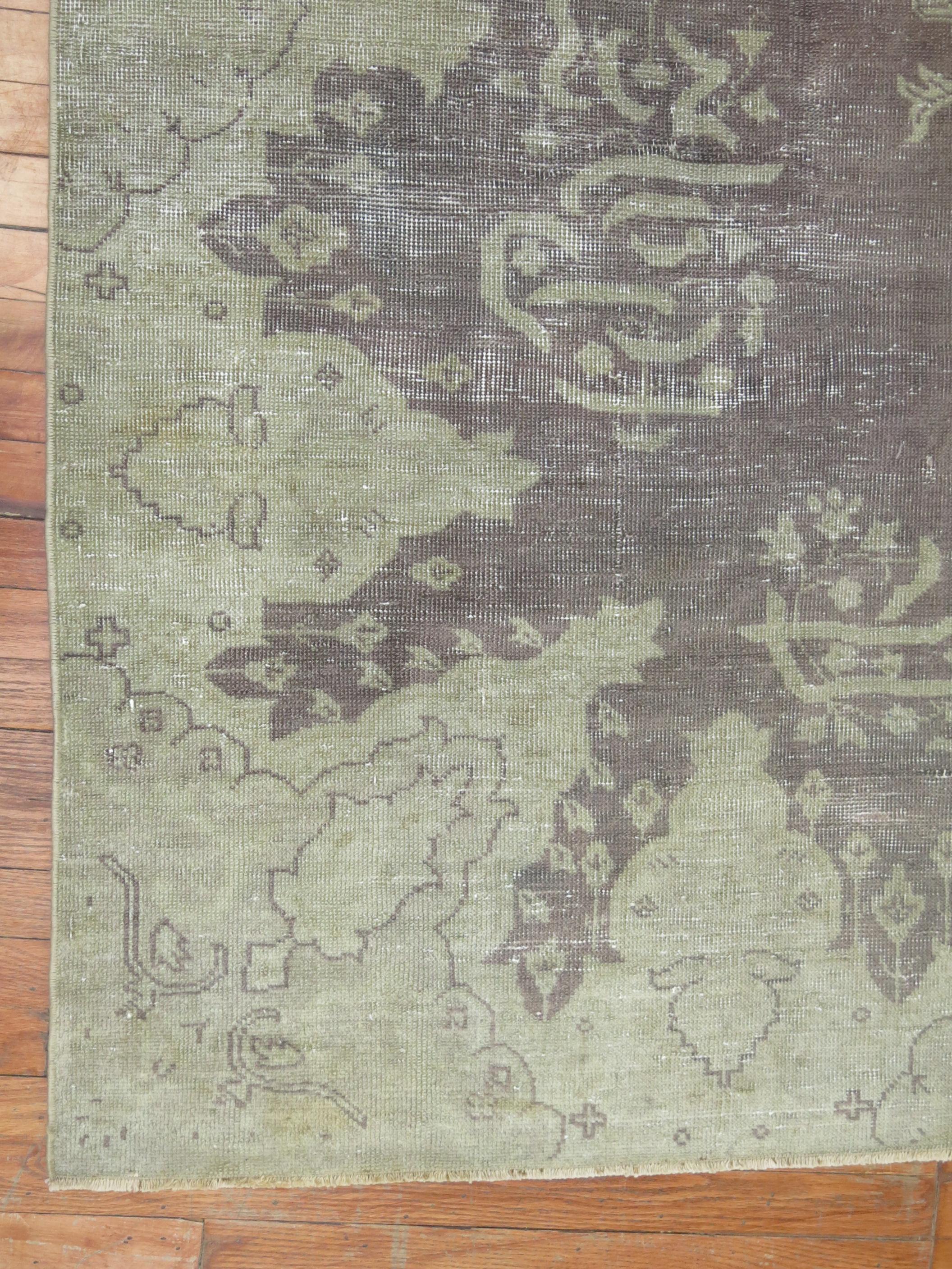 Islamic Gray Shabby Antique Oushak Rug For Sale
