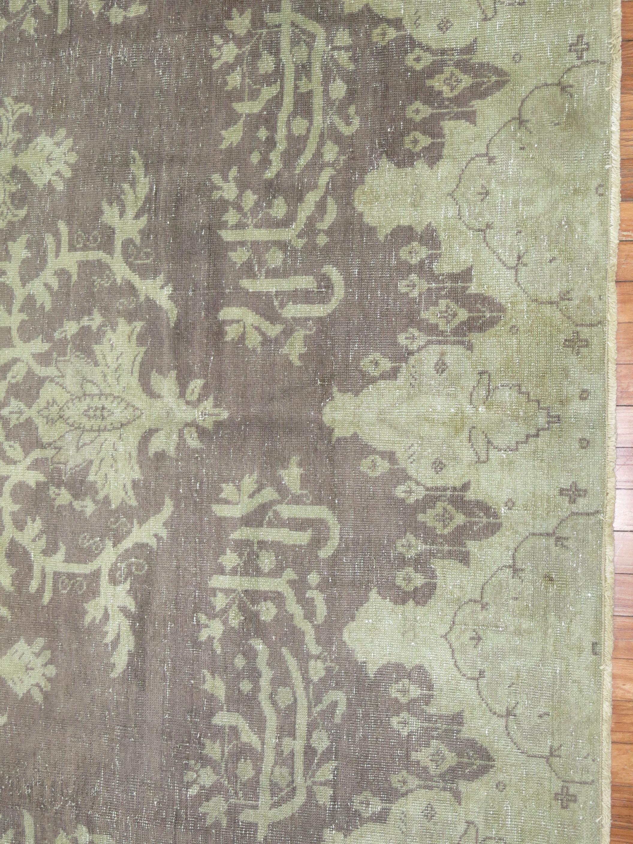 Turkish Gray Shabby Antique Oushak Rug For Sale